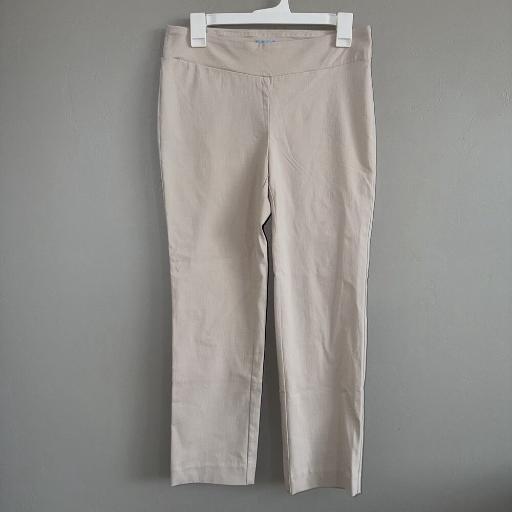 J. McLaughlin Pull On Pants Sz 6 Bone Beige Stretch Comfort Trousers 26” Inseam
